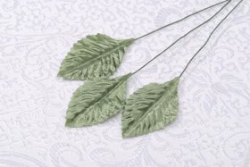 2" Green Silk Single Rose Leaf