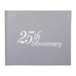 25th Anniversary Silver Embossed Guest Book