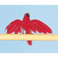 4\" Red Feathered Flying Cardinal