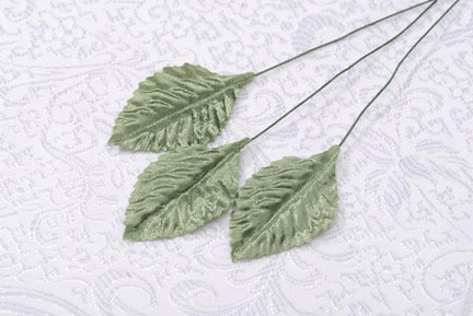 2\" Green Silk Single Rose Leaf